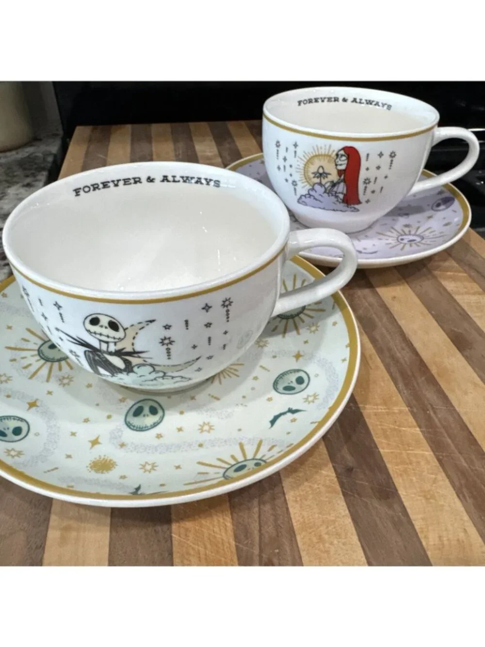 Tim Burtons Nightmare Before Christmas 6.7 Oz Mug & Saucer Set Jack Sally Design - Picture 4 of 16
